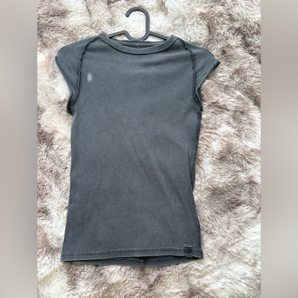 We The Free Charcoal Ribbed Tee